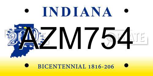 AZM754 Indiana License Plate