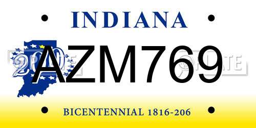 AZM769 Indiana License Plate