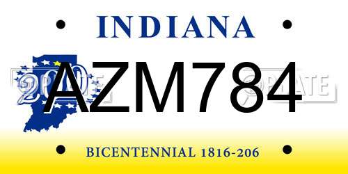 AZM784 Indiana License Plate