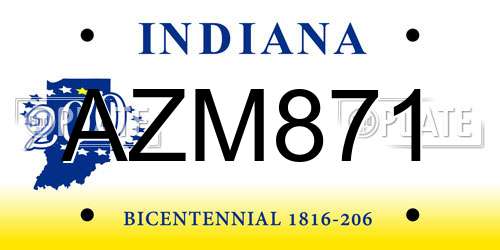 AZM871 Indiana License Plate