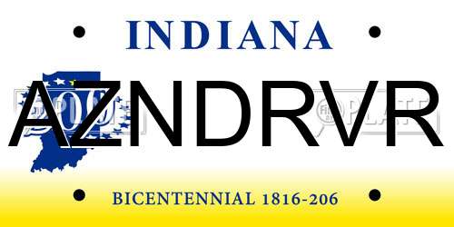 AZNDRVR Indiana License Plate