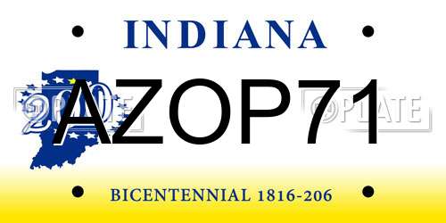 AZOP71 Indiana License Plate