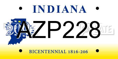 AZP228 Indiana License Plate
