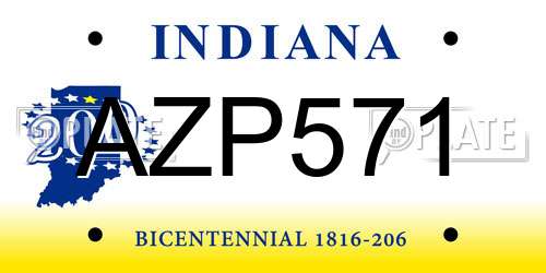 AZP571 Indiana License Plate