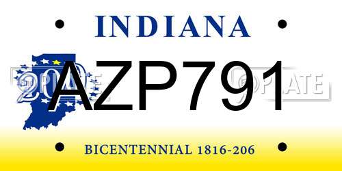 AZP791 Indiana License Plate