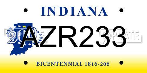 AZR233 Indiana License Plate