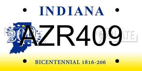 AZR409 Indiana License Plate