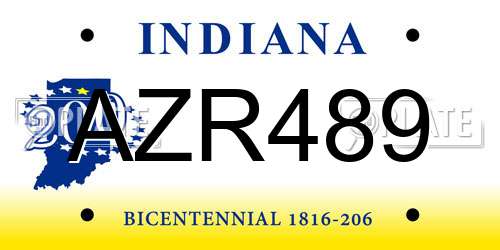 AZR489 Indiana License Plate