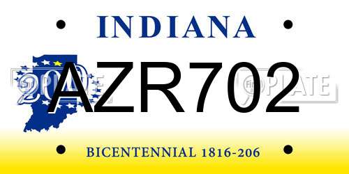 AZR702 Indiana License Plate