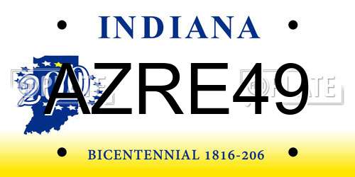 AZRE49 Indiana License Plate
