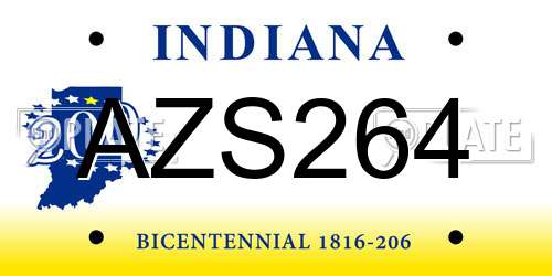 AZS264 Indiana License Plate
