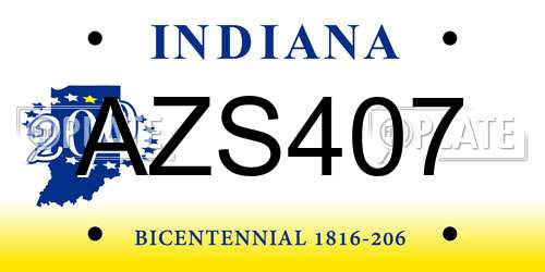 AZS407 Indiana License Plate