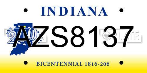 AZS8137 Indiana License Plate
