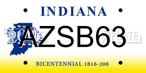 AZSB63 Indiana License Plate