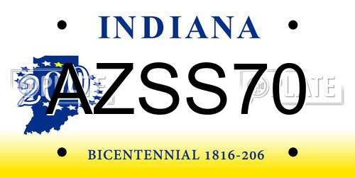 AZSS70 Indiana License Plate
