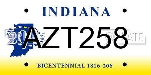 AZT258 Indiana License Plate