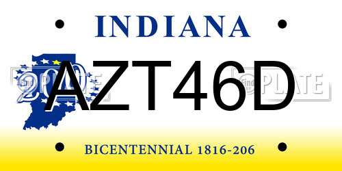 AZT46D Indiana License Plate