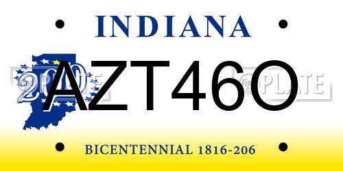 AZT46O Indiana License Plate