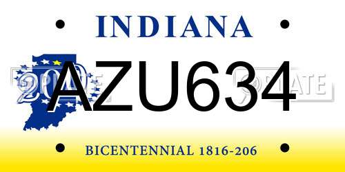 AZU634 Indiana License Plate