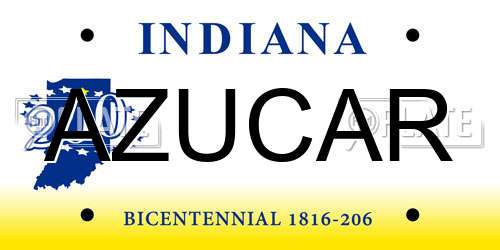 AZUCAR Indiana License Plate