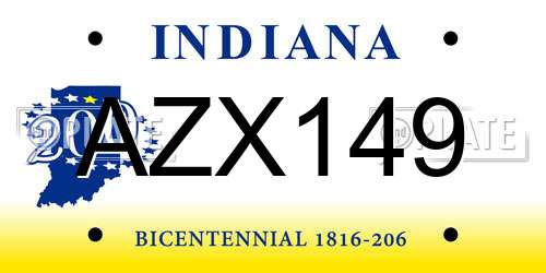 AZX149 Indiana License Plate