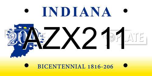 AZX211 Indiana License Plate