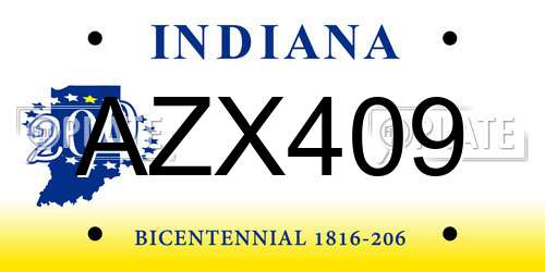 AZX409 Indiana License Plate