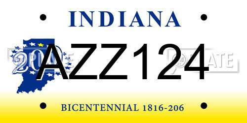 AZZ124 Indiana License Plate