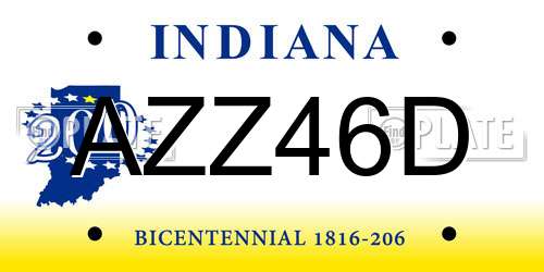 AZZ46D Indiana License Plate