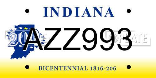 AZZ993 Indiana License Plate