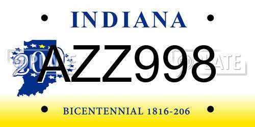 AZZ998 Indiana License Plate
