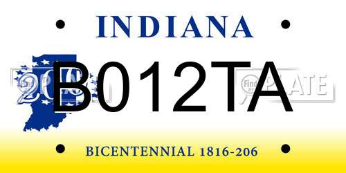 B012TA Indiana License Plate