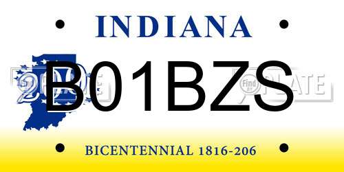 B01BZS Indiana License Plate