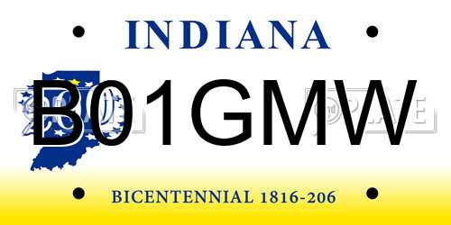 B01GMW Indiana License Plate