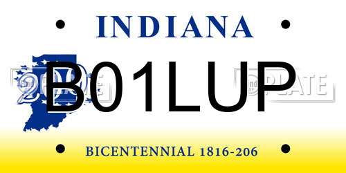 B01LUP Indiana License Plate