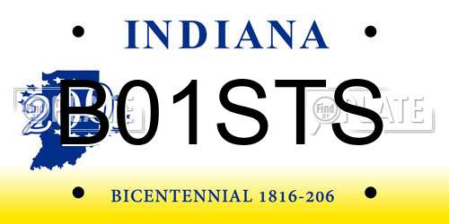 B01STS Indiana License Plate