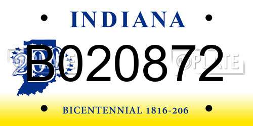B020872 Indiana License Plate