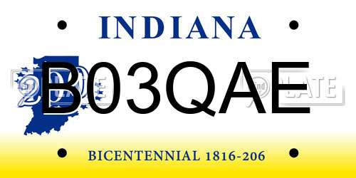 B03QAE Indiana License Plate