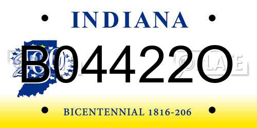 B04422O Indiana License Plate