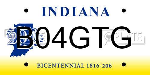 B04GTG Indiana License Plate