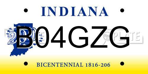 B04GZG Indiana License Plate