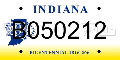 B050212 Indiana License Plate