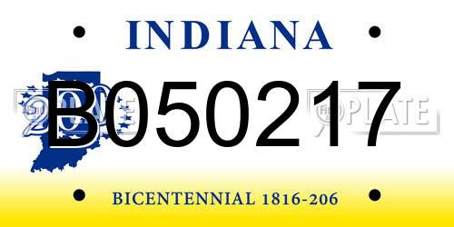 B050217 Indiana License Plate