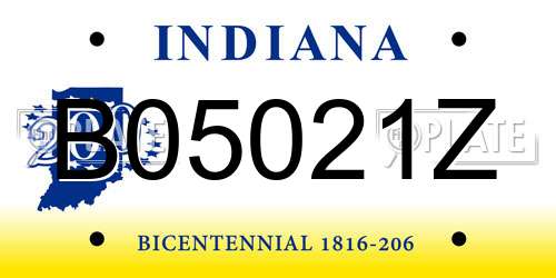 B05021Z Indiana License Plate