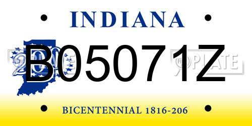 B05071Z Indiana License Plate