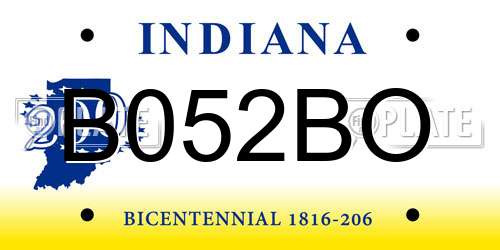 B052BO Indiana License Plate