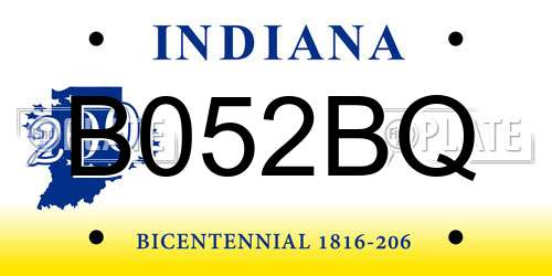 B052BQ Indiana License Plate