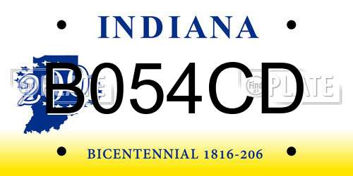 B054CD Indiana License Plate