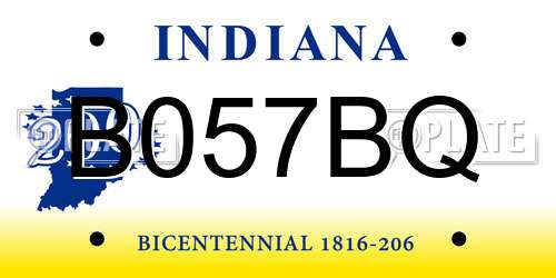 B057BQ Indiana License Plate