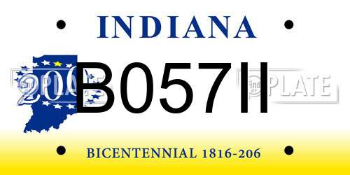 B057II Indiana License Plate